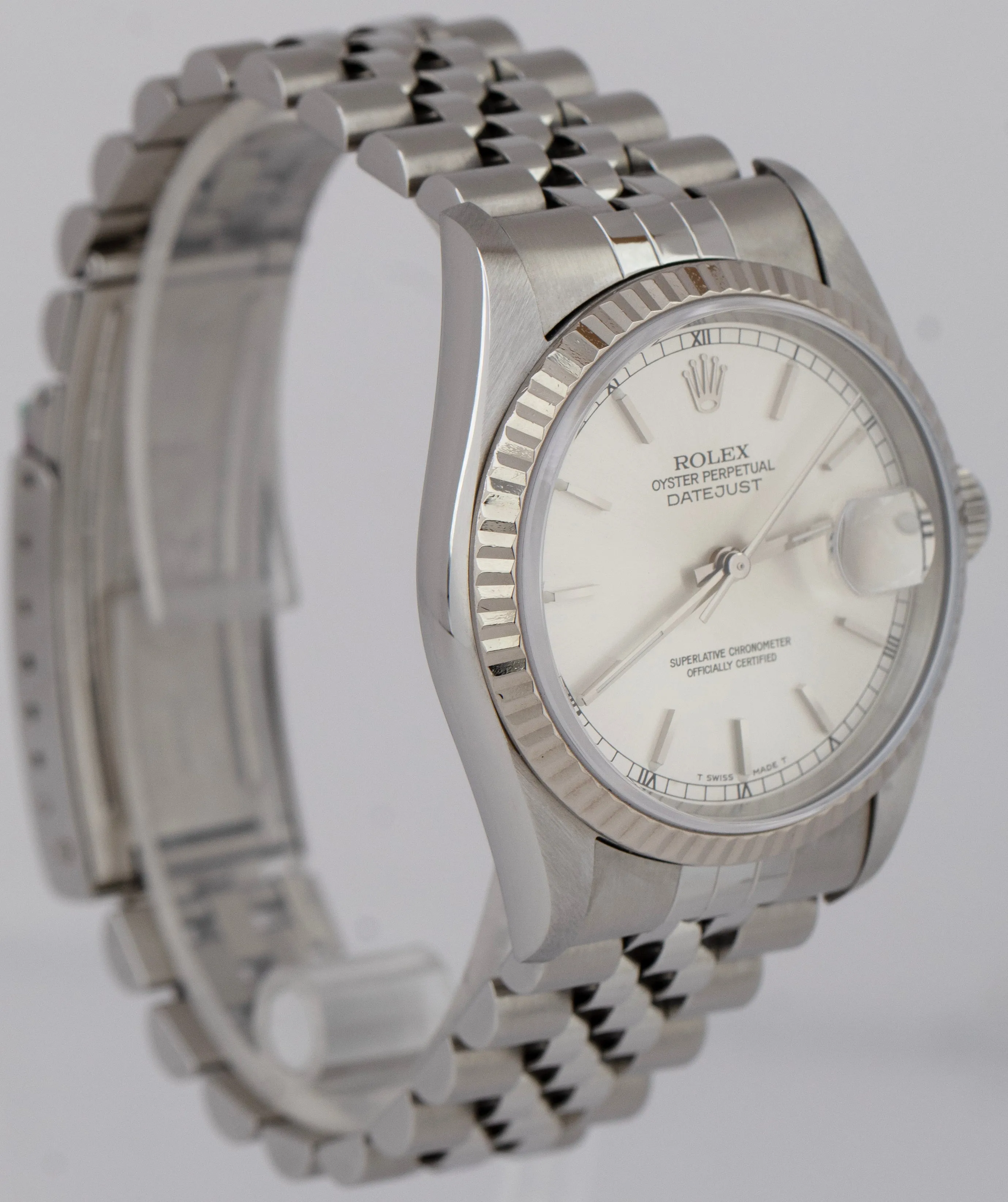 Rolex DateJust 36mm Stainless Steel Silver Jubilee Automatic Date Watch 16234