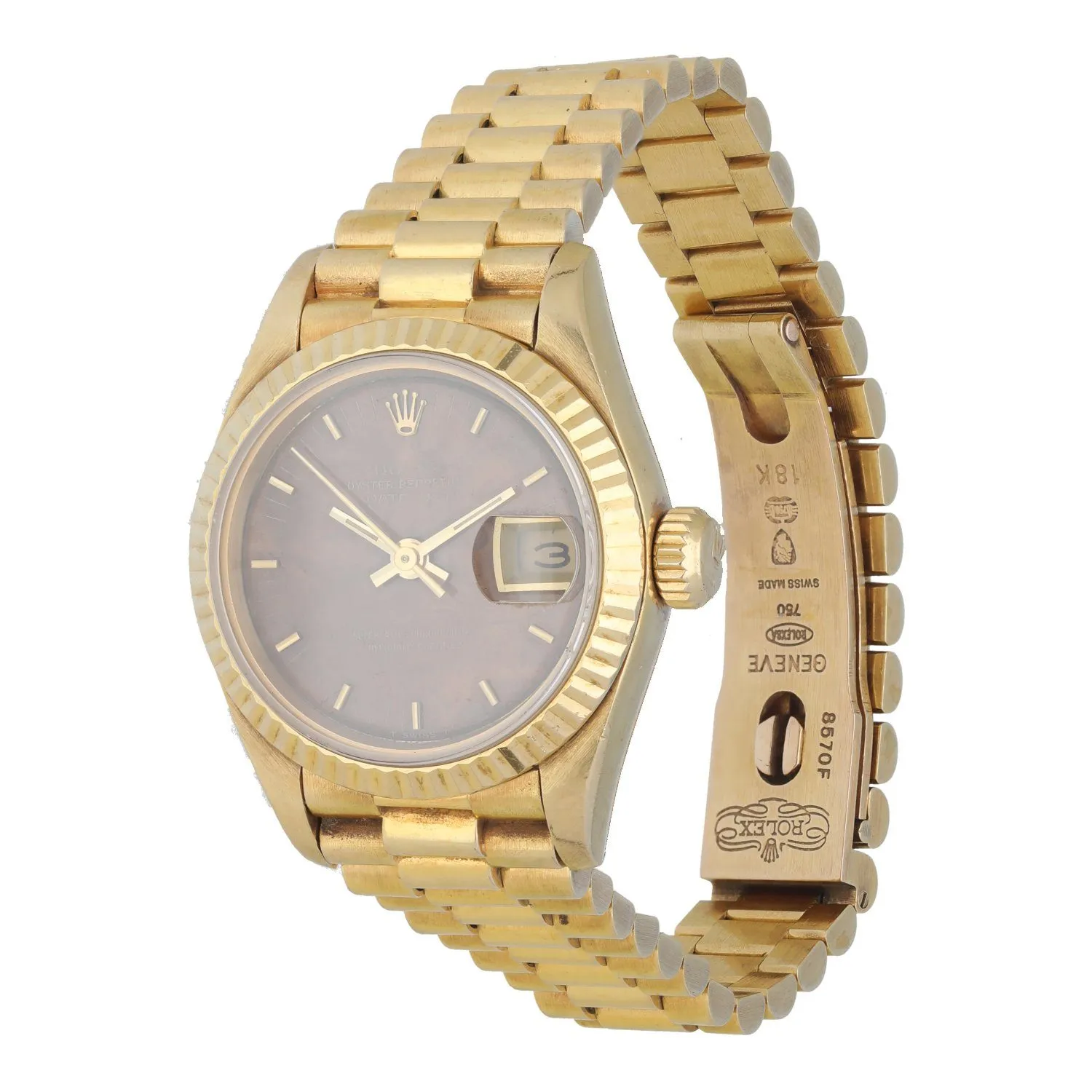 Rolex Datejust 69178 Wood Dial Yellow Gold Ladies Watch Box Papers