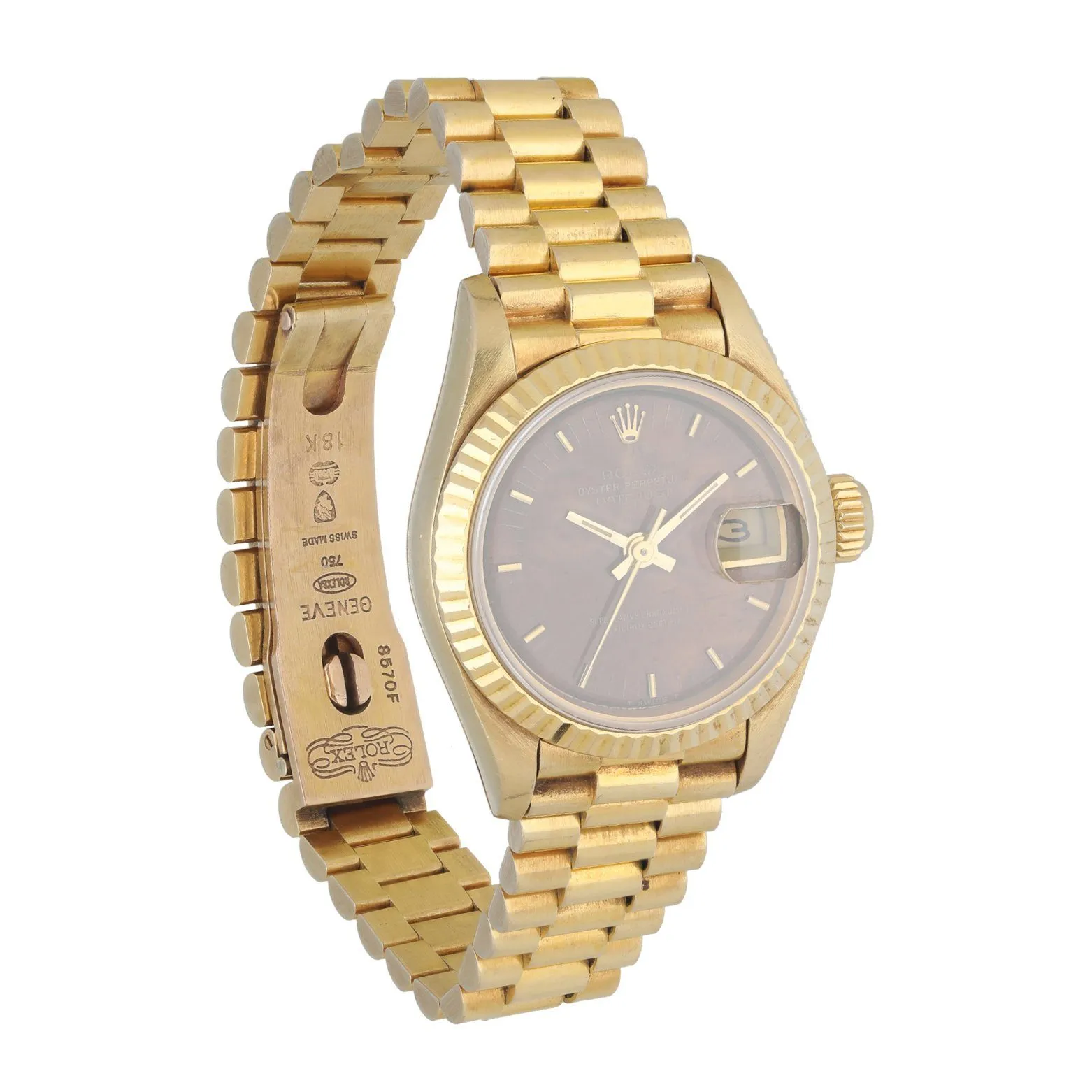 Rolex Datejust 69178 Wood Dial Yellow Gold Ladies Watch Box Papers
