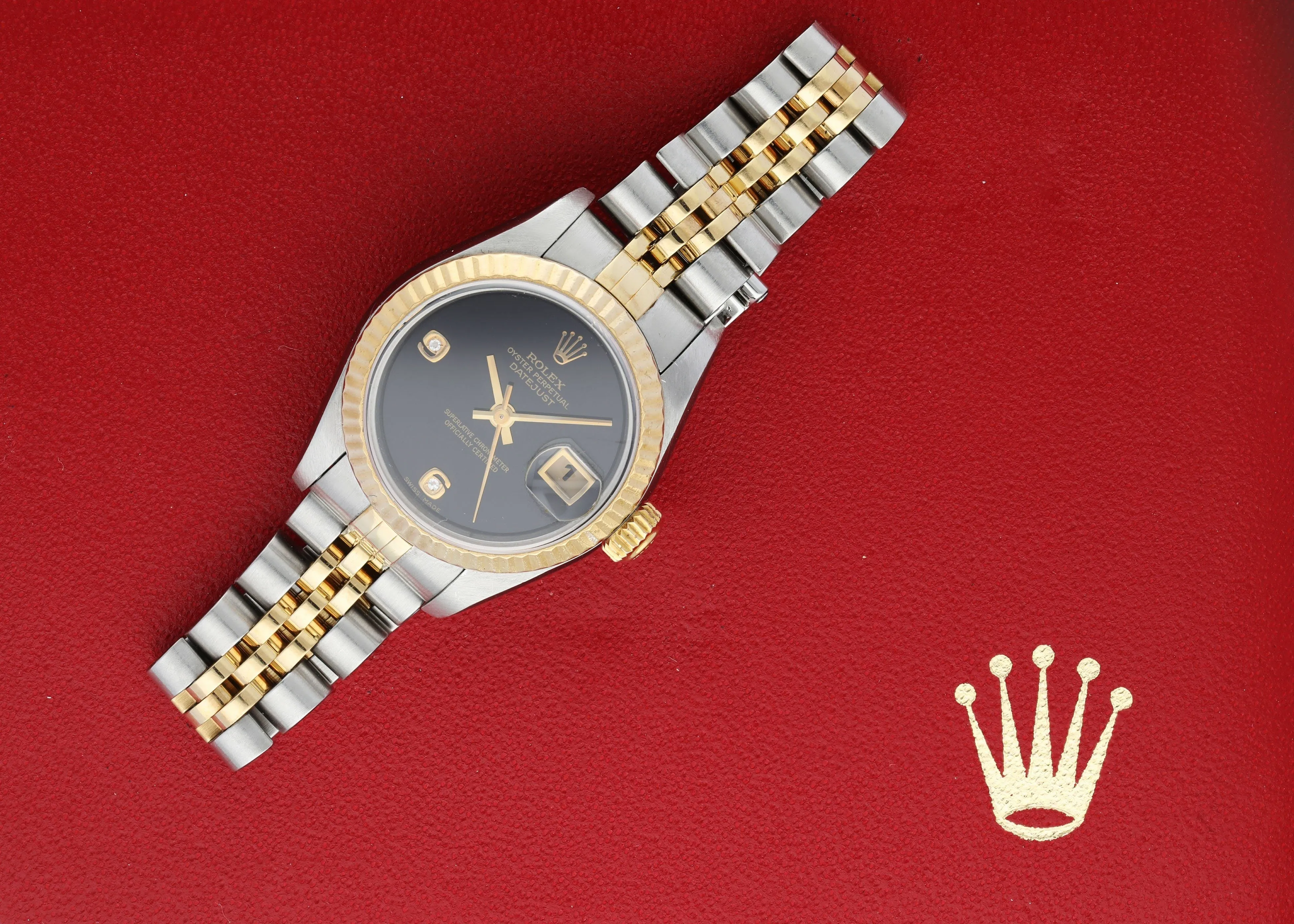 Rolex Datejust 79173 Black Onyx Dial Ladies Watch Box & Papers