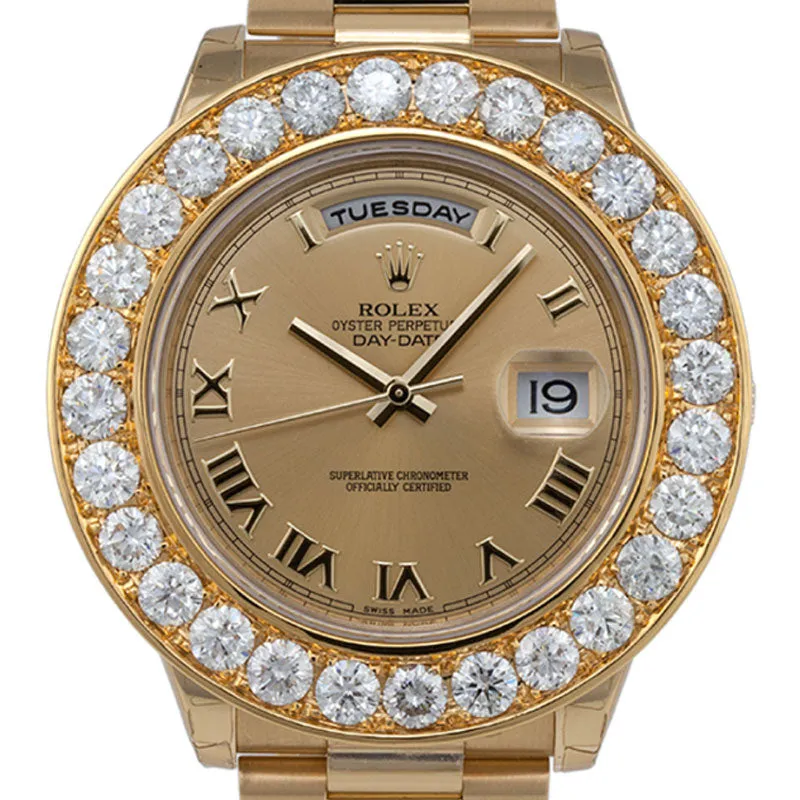 Rolex Day-Date II President Yellow Gold Round Brilliant Diamonds 218238