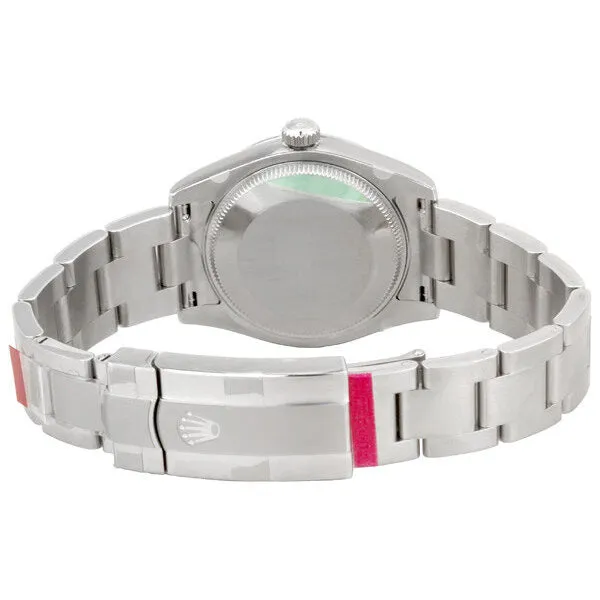 Rolex No Date Silver Dial Oversized Arabic Markers 18k White Gold Fluted Bezel Unisex Watch 177234SMAXI