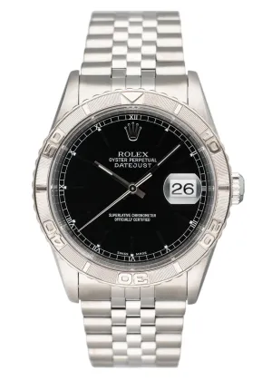 Rolex Oyster Datejust Turn-O-Graph 16264 Black Dial Mens Watch