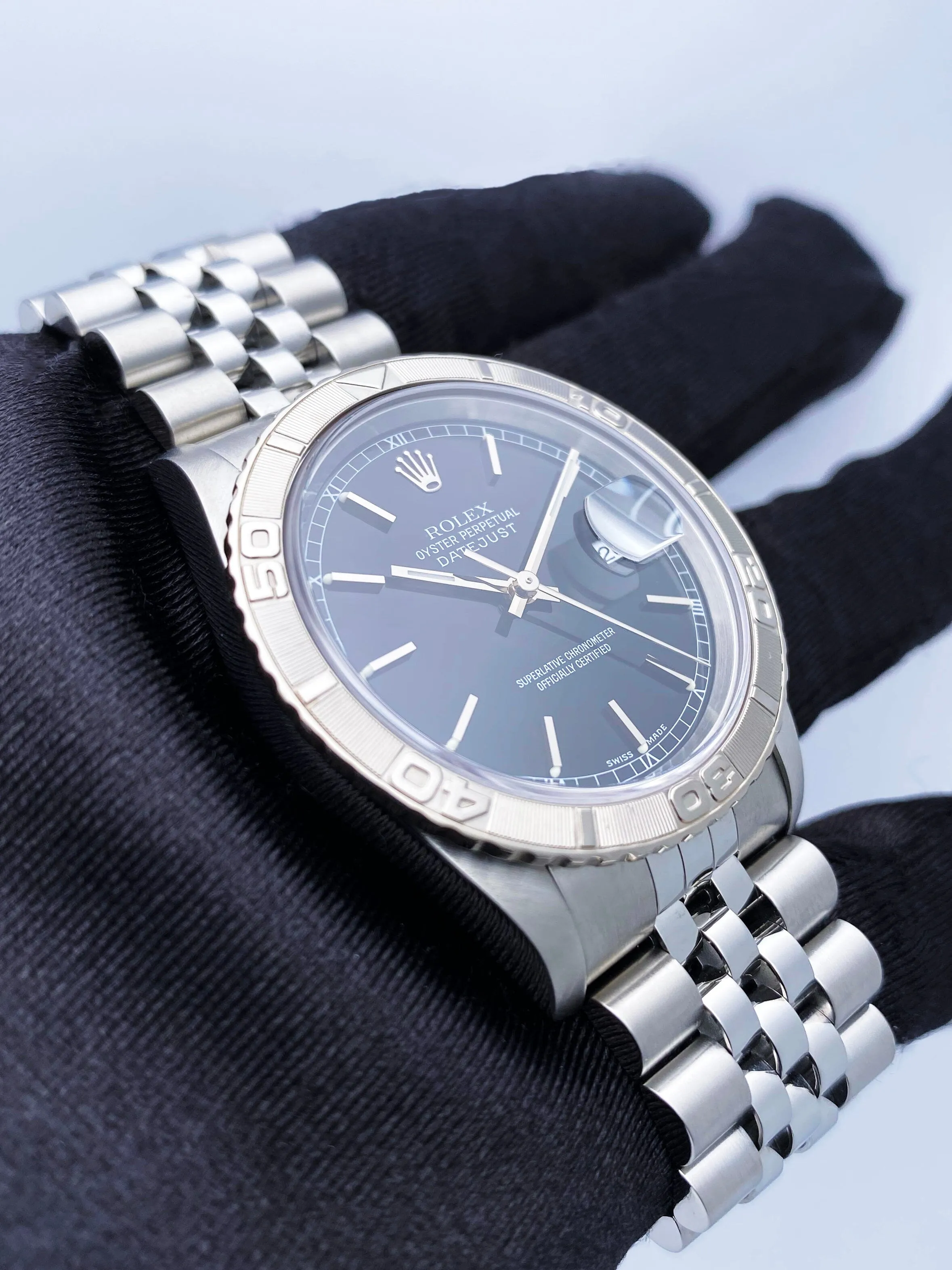 Rolex Oyster Datejust Turn-O-Graph 16264 Black Dial Mens Watch