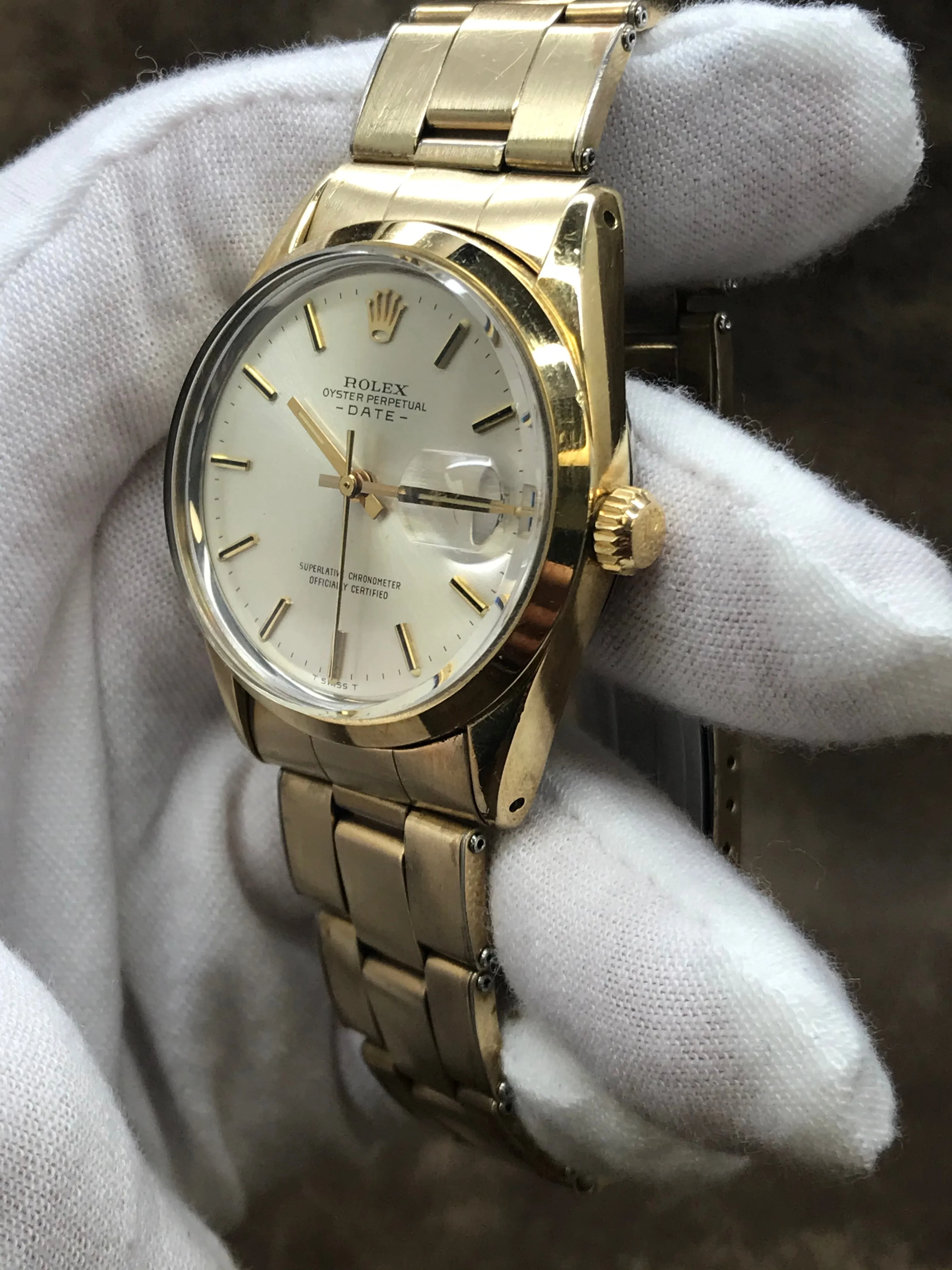 Rolex Oyster Perpetual Date 34mm 1550 Silver Dial Automatic Men's Watch