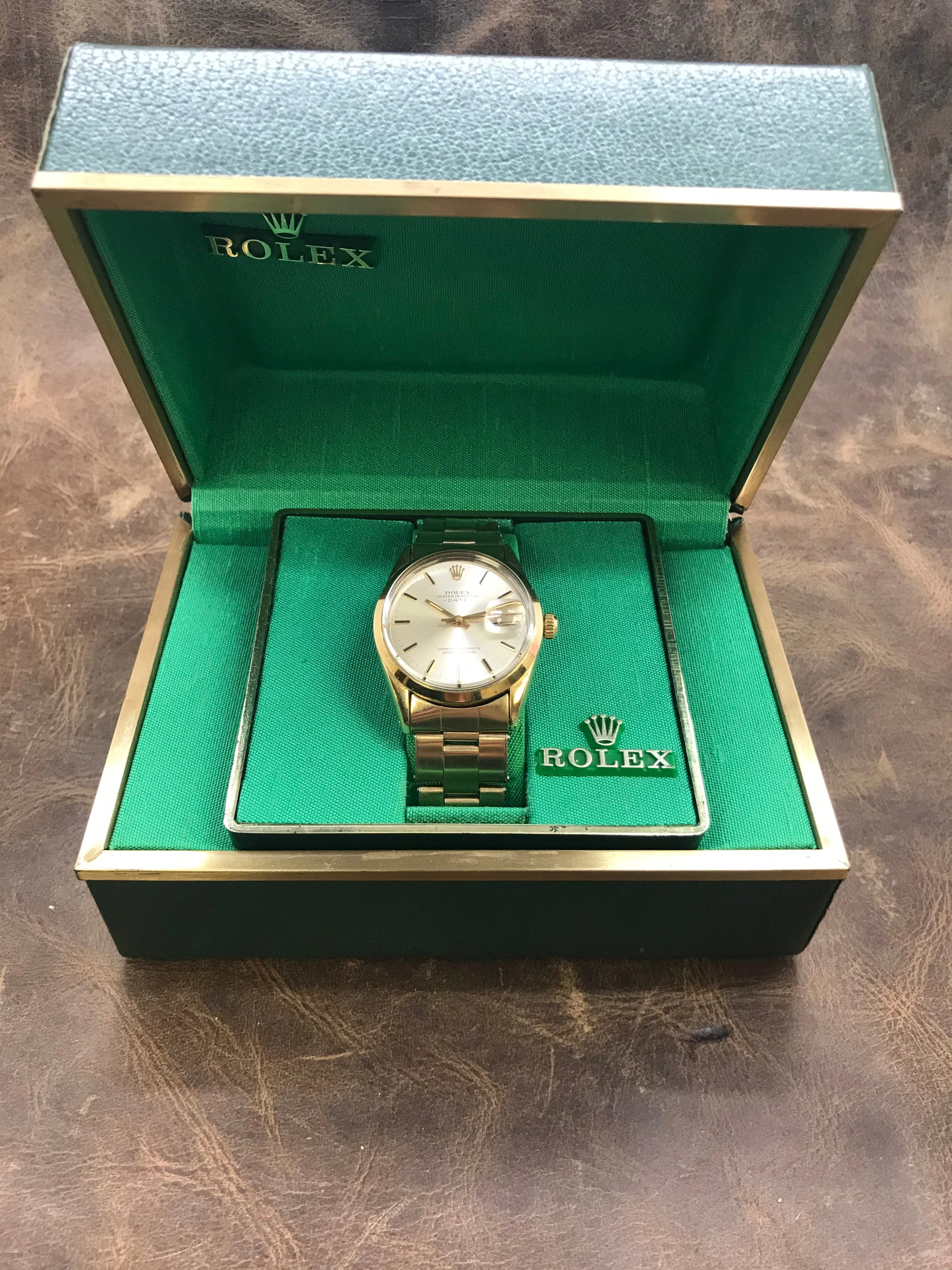 Rolex Oyster Perpetual Date 34mm 1550 Silver Dial Automatic Men's Watch