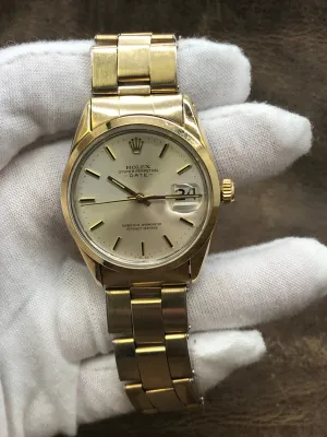 Rolex Oyster Perpetual Date 34mm 1550 Silver Dial Automatic Men's Watch