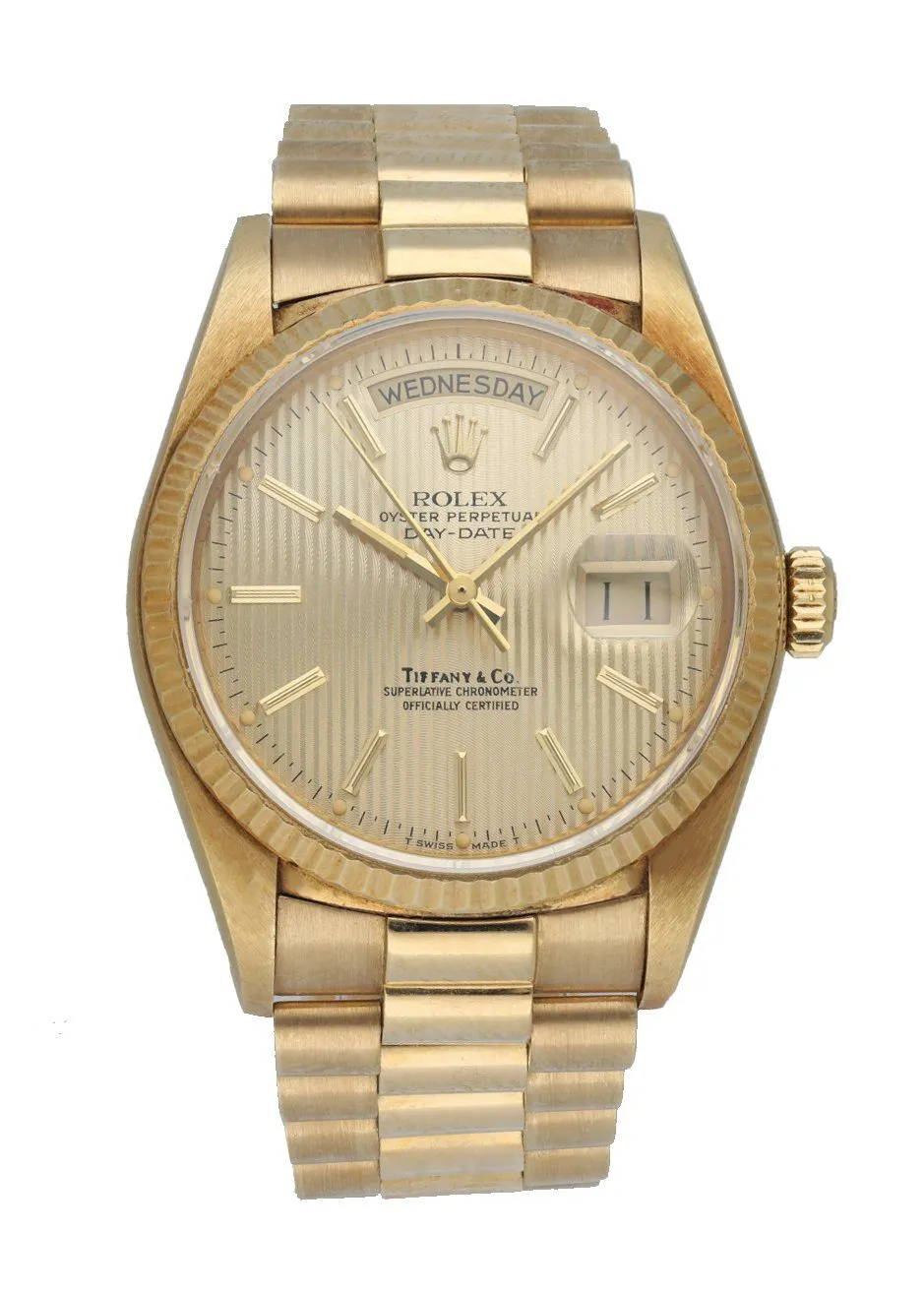 Rolex Oyster Perpetual Day-Date President 18038 Tiffany Tapestry Dial Men's Watch