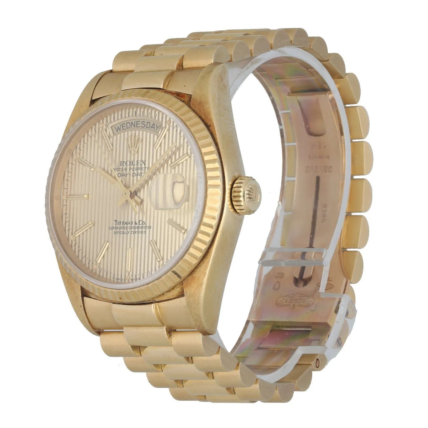 Rolex Oyster Perpetual Day-Date President 18038 Tiffany Tapestry Dial Men's Watch