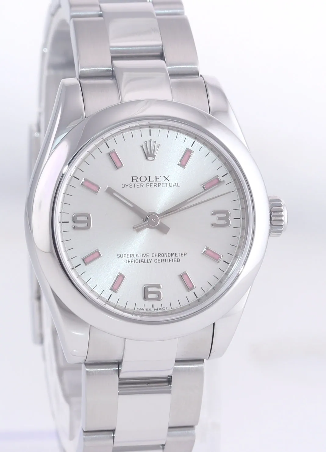 Rolex Oyster Perpetual Steel Ladies 31mm White Stick 177200 Watch Box