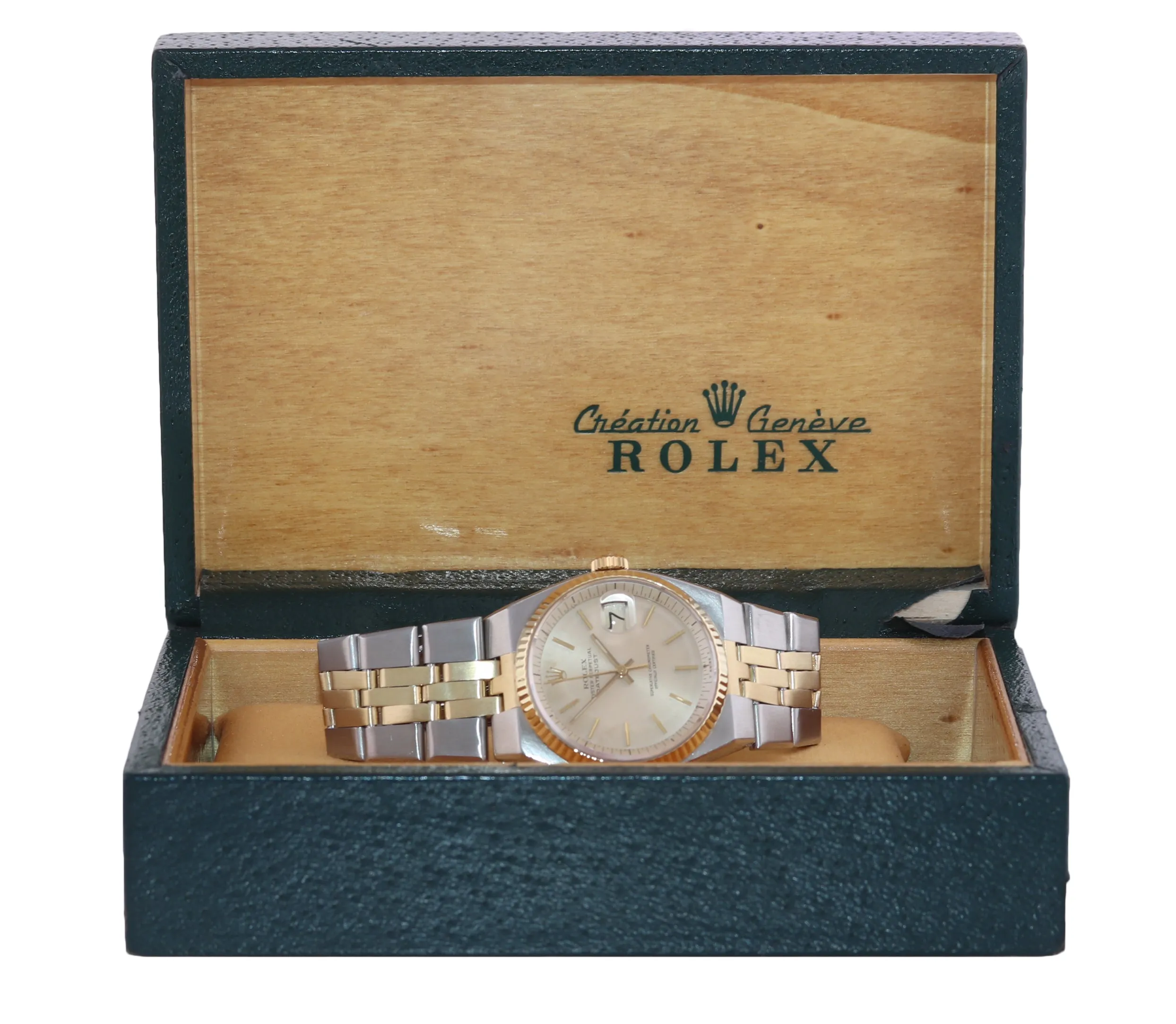 Rolex OysterQuartz DateJust 1630 Two-Tone Gold Steel Champagne Integral Watch
