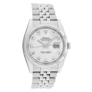 Rolex Stainless Steel 18K White Gold Diamond Datejust 36 116234