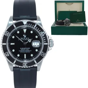 Rolex Submariner Date 16610 Stainless Steel Black RUBBER 40mm Dive Watch