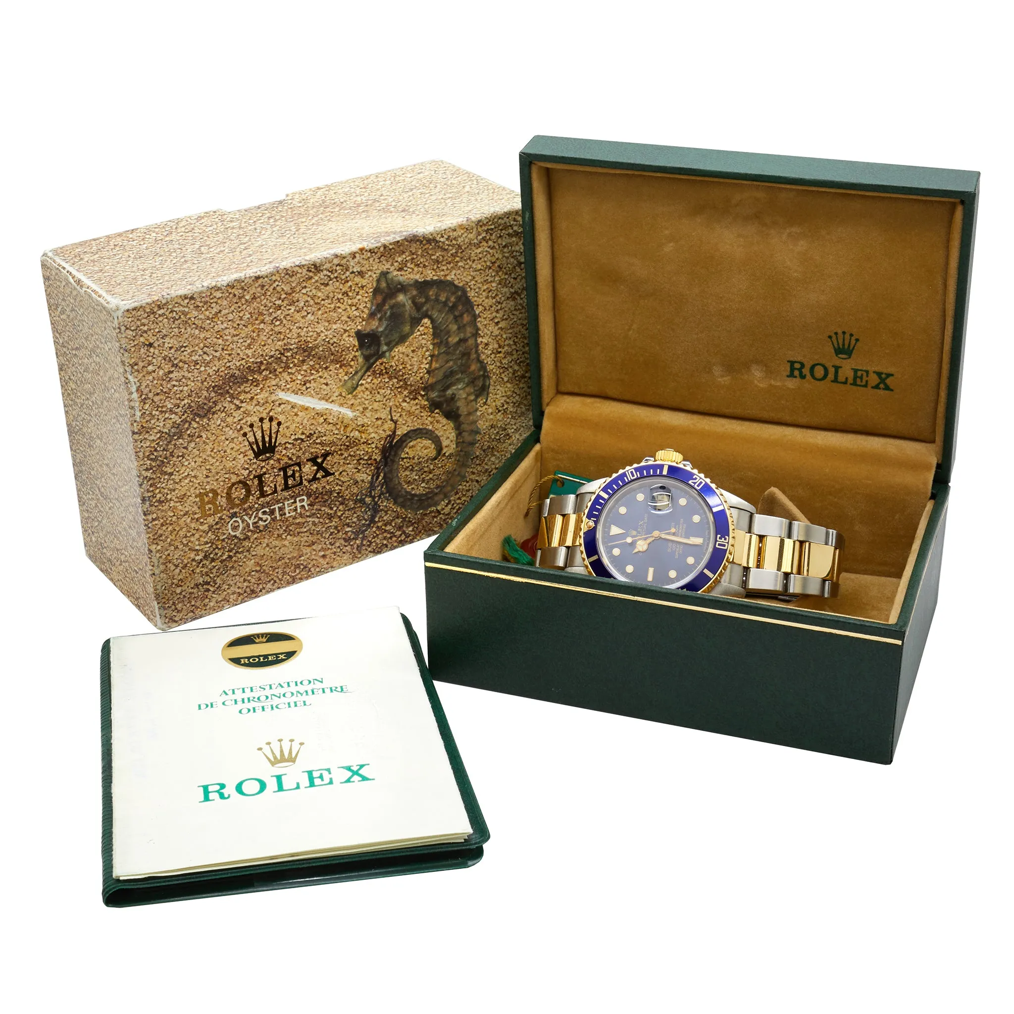 Rolex Submariner Date 2Tone 16803 Blue Dial Automatic Men's Watch