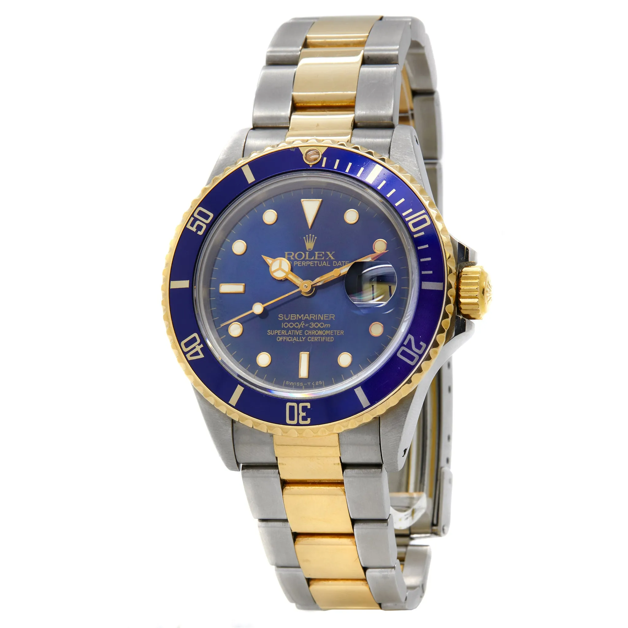 Rolex Submariner Date 2Tone 16803 Blue Dial Automatic Men's Watch