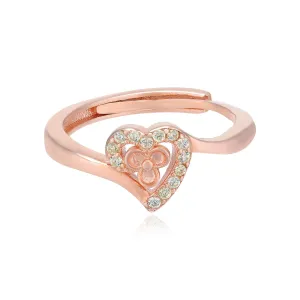 Rose Gold Plated Heart Centred Triple Petal Rings