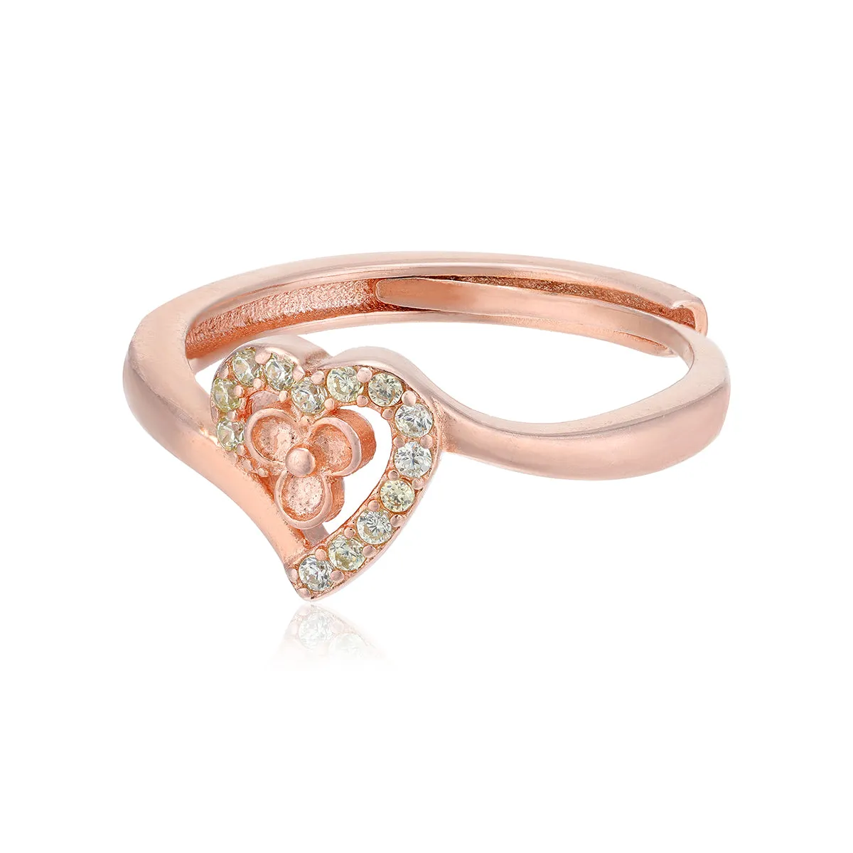 Rose Gold Plated Heart Centred Triple Petal Rings