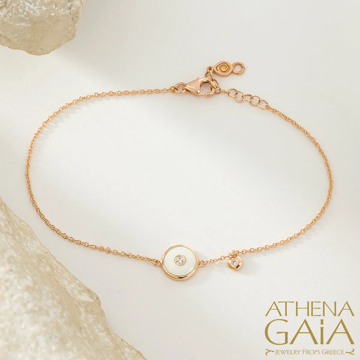 Round Evil Eye Enamel With Diamond Bracelet
