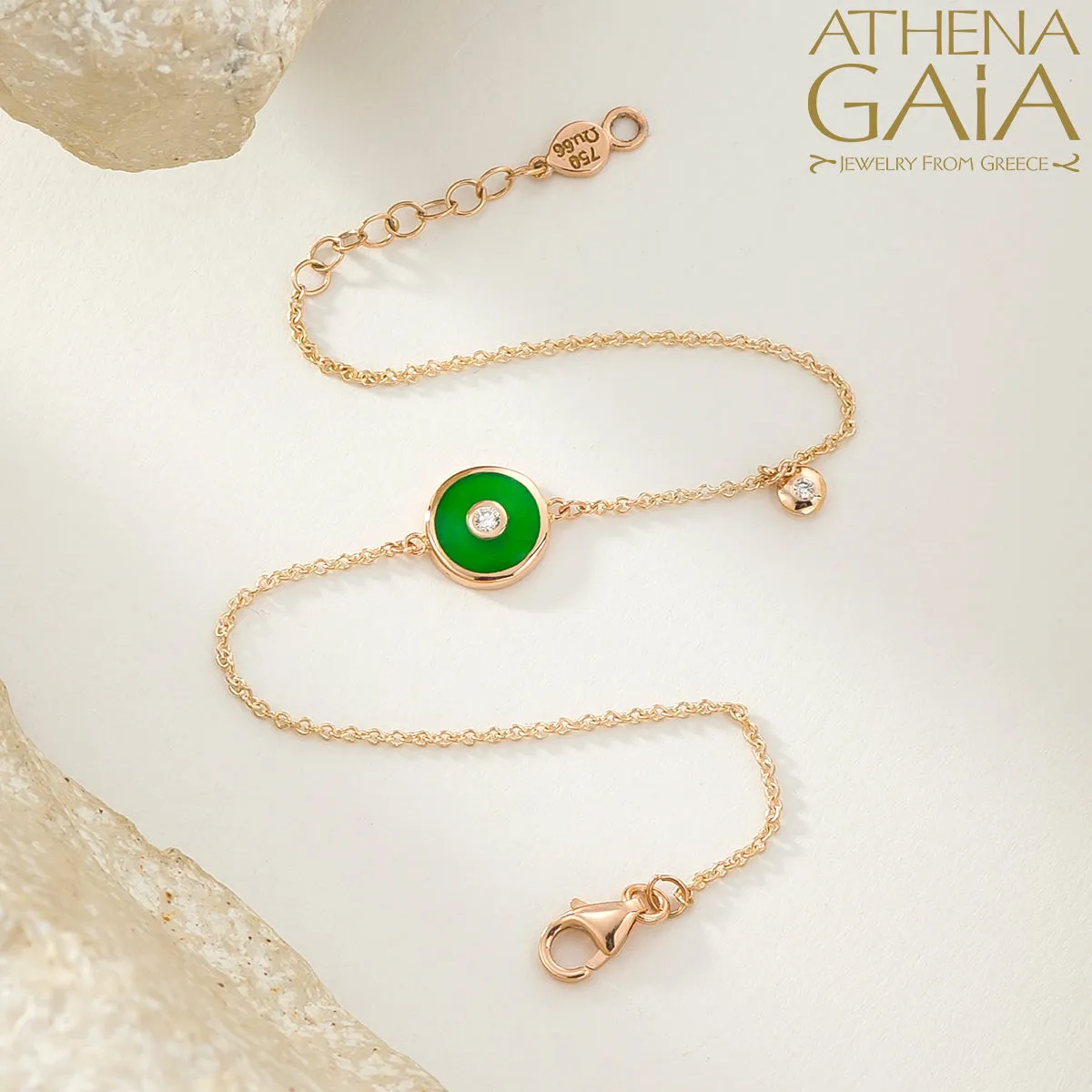 Round Evil Eye Enamel With Diamond Bracelet