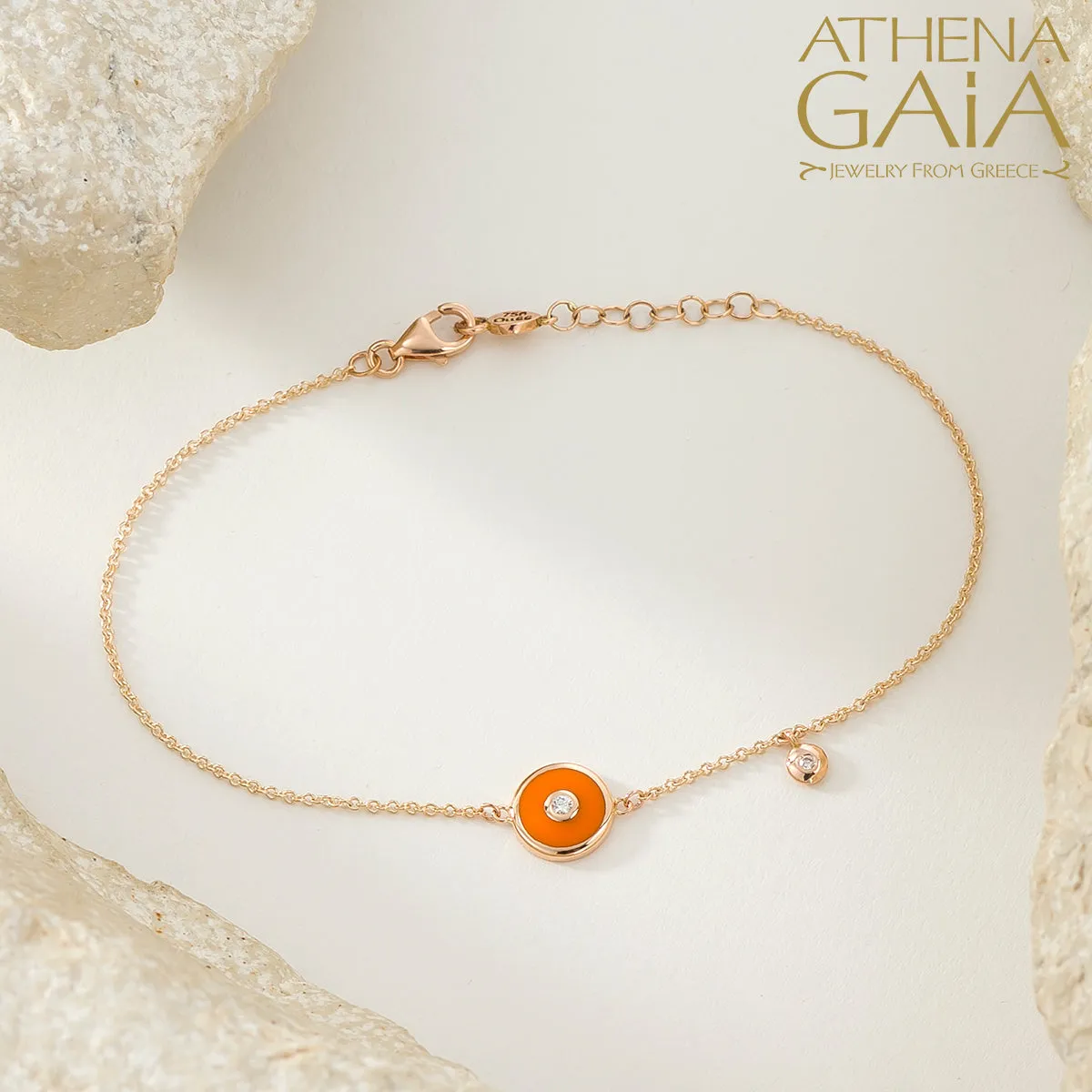 Round Evil Eye Enamel With Diamond Bracelet