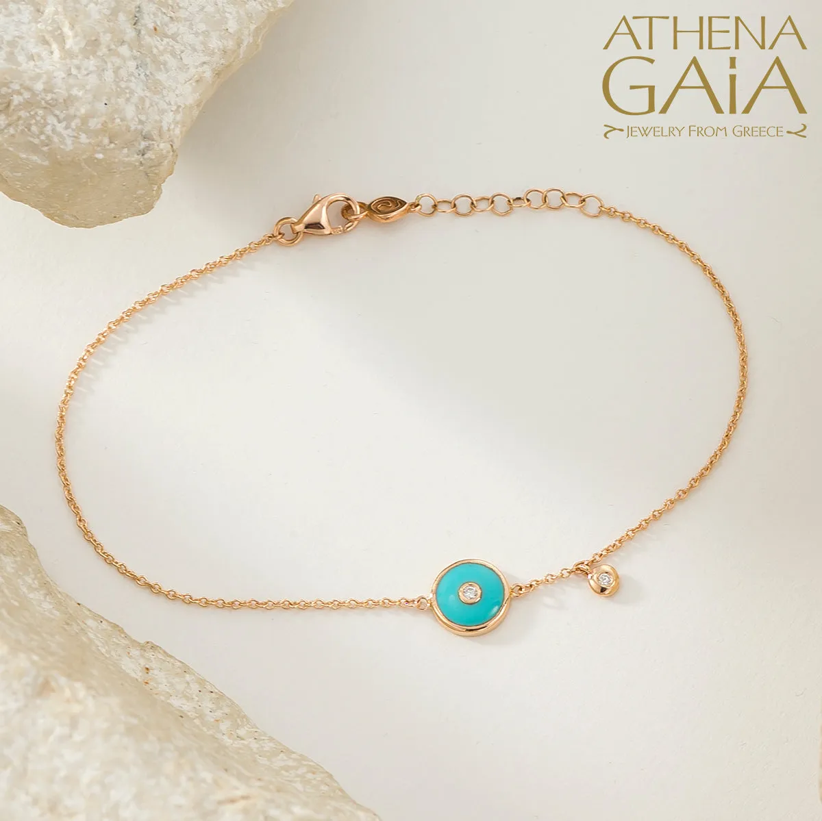 Round Evil Eye Enamel With Diamond Bracelet