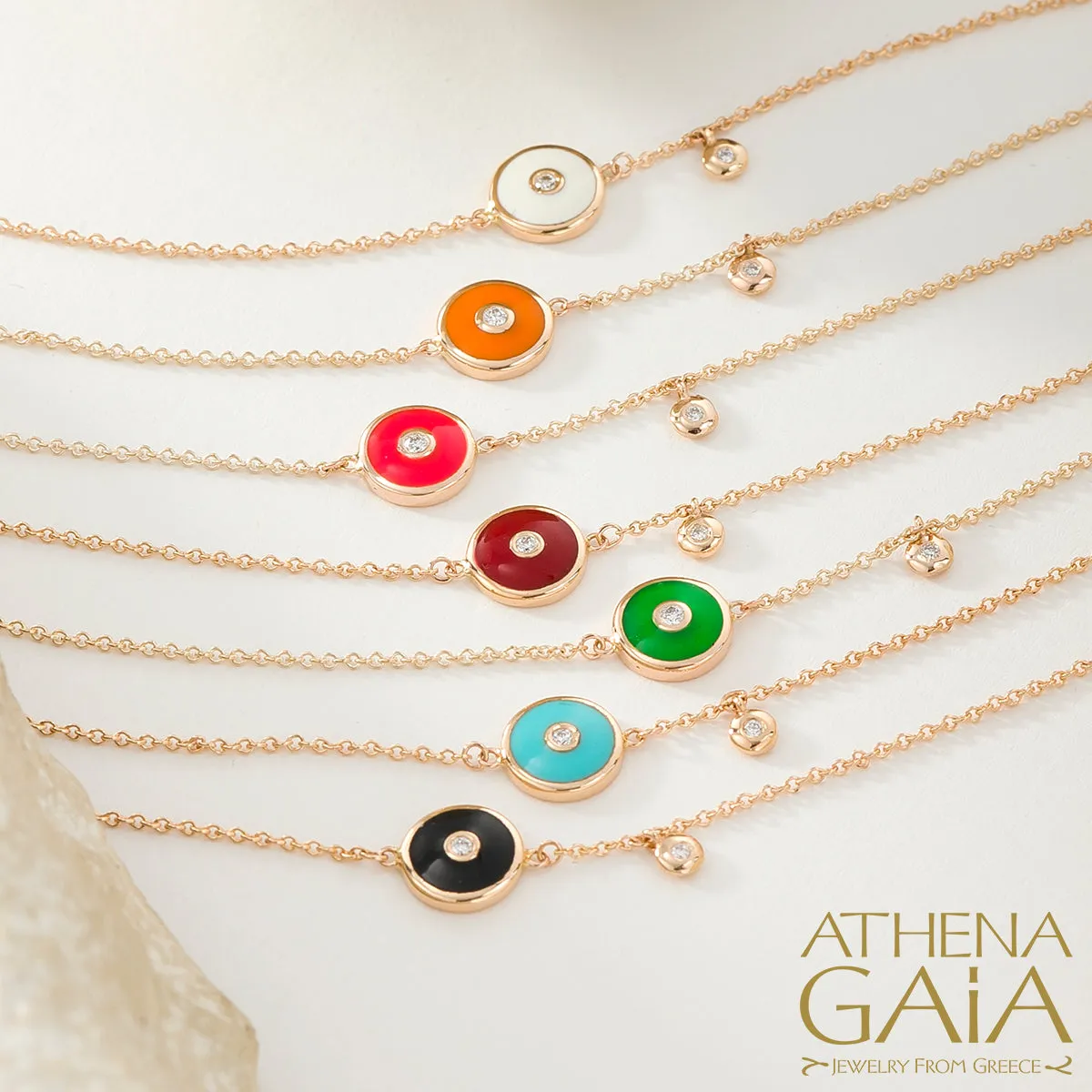 Round Evil Eye Enamel With Diamond Bracelet