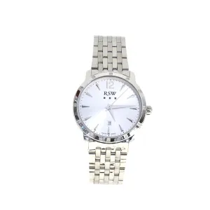 Rsw Ladies Stainless Steel Watch With Metal Bracelet & White Dial