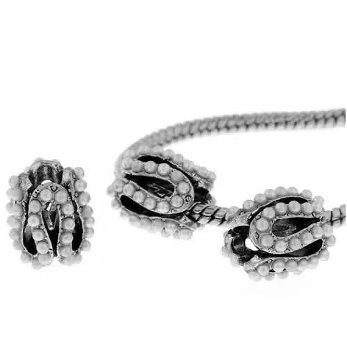 S Pattern Charm Bead with White Acrylic Balls For Snake Chain Bracelet