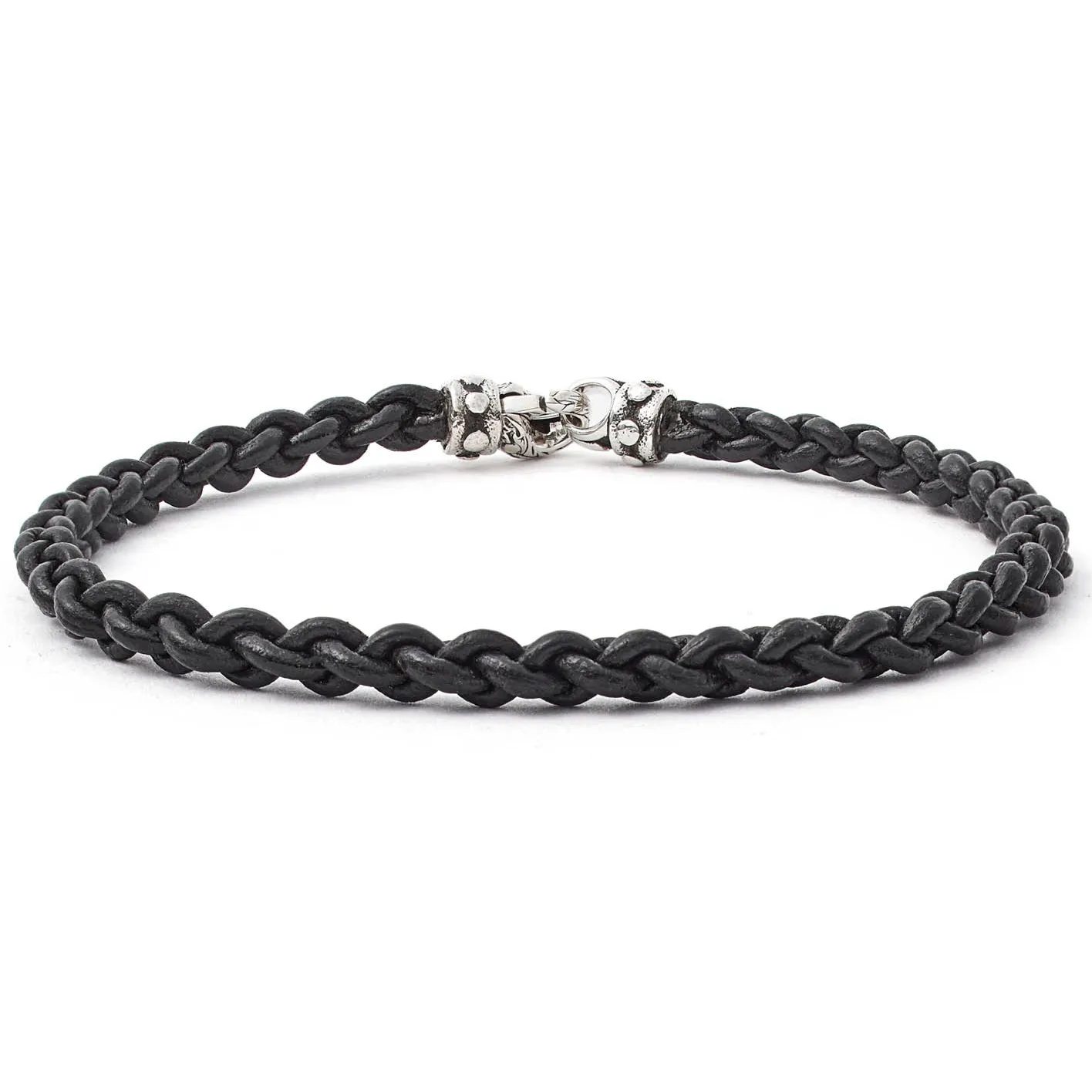 Scott Kay Braided Leather Bracelet, Black, 8.5 Length