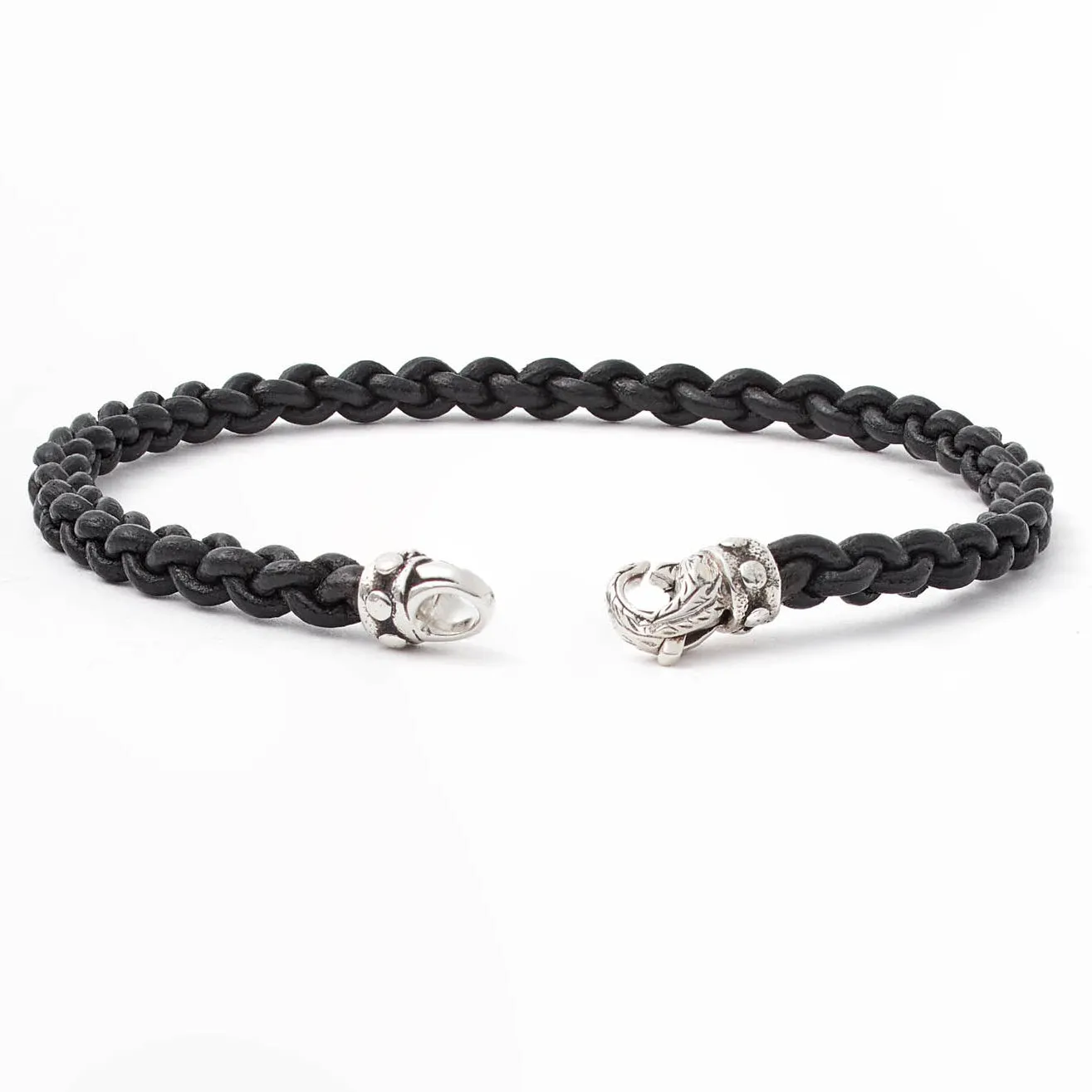 Scott Kay Braided Leather Bracelet, Black, 8.5 Length