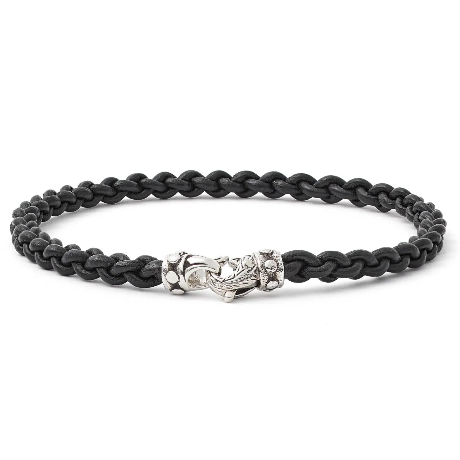 Scott Kay Braided Leather Bracelet, Black, 8.5 Length