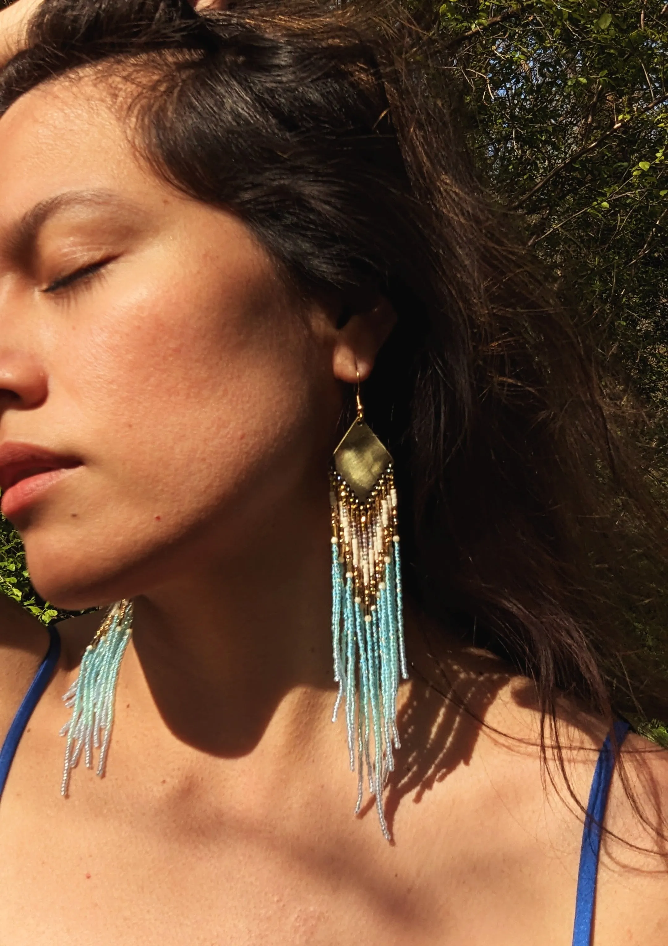 Scylla Aqua Beaded Earrings