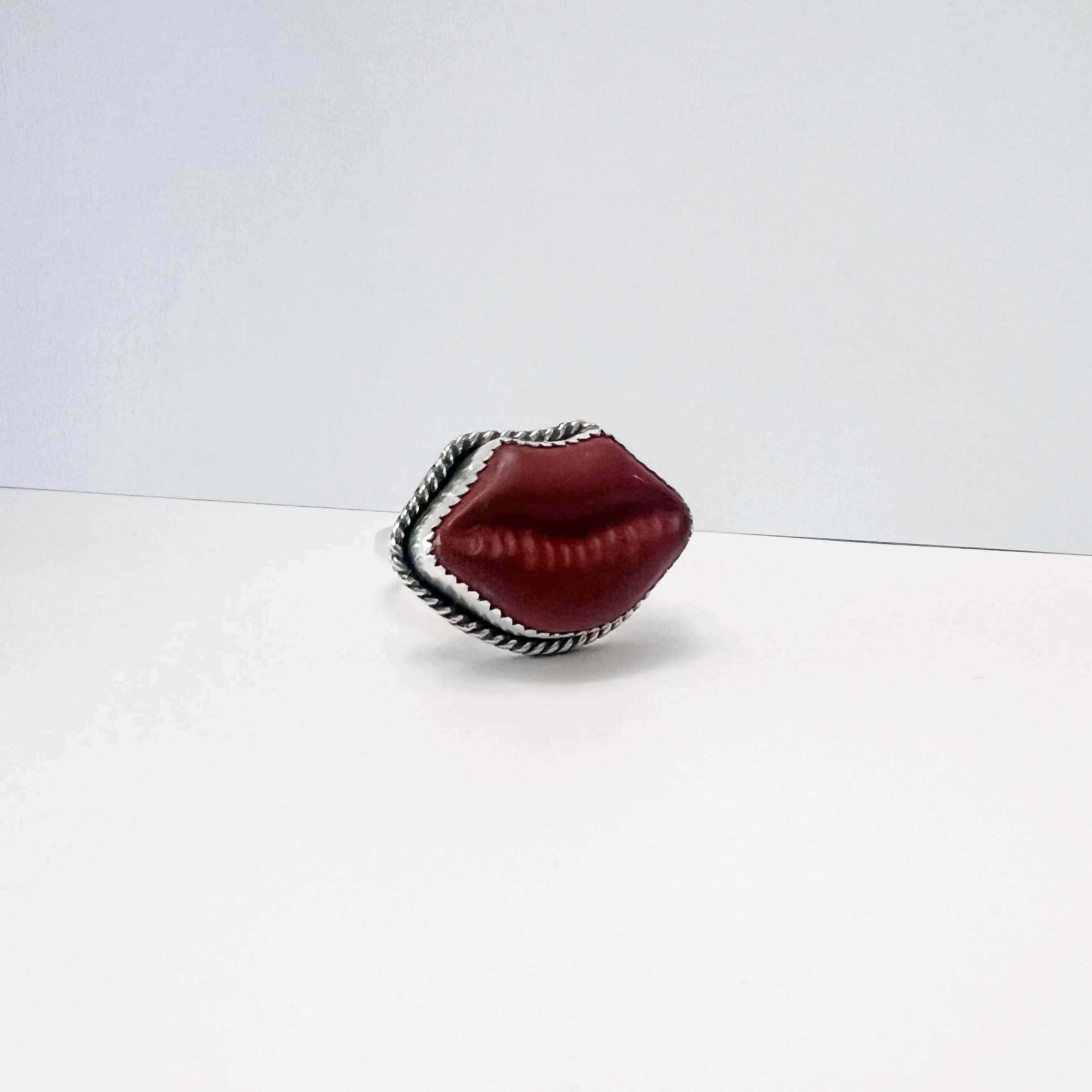 Sealed With a Kiss Ring in Sterling Silver / Red Jasper / Size 9