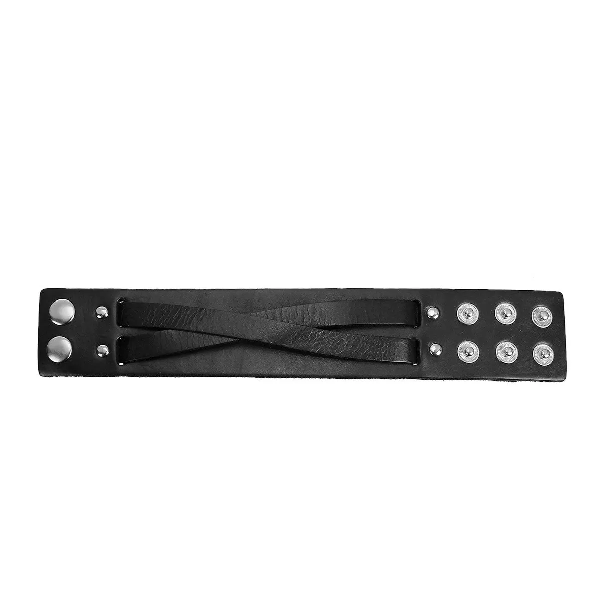 Sexy Sparkles Mens 9.5 inches Genuine Real Leather Wrist Bracelet Wide Casual Wristband Cuff Bangle Adjustable