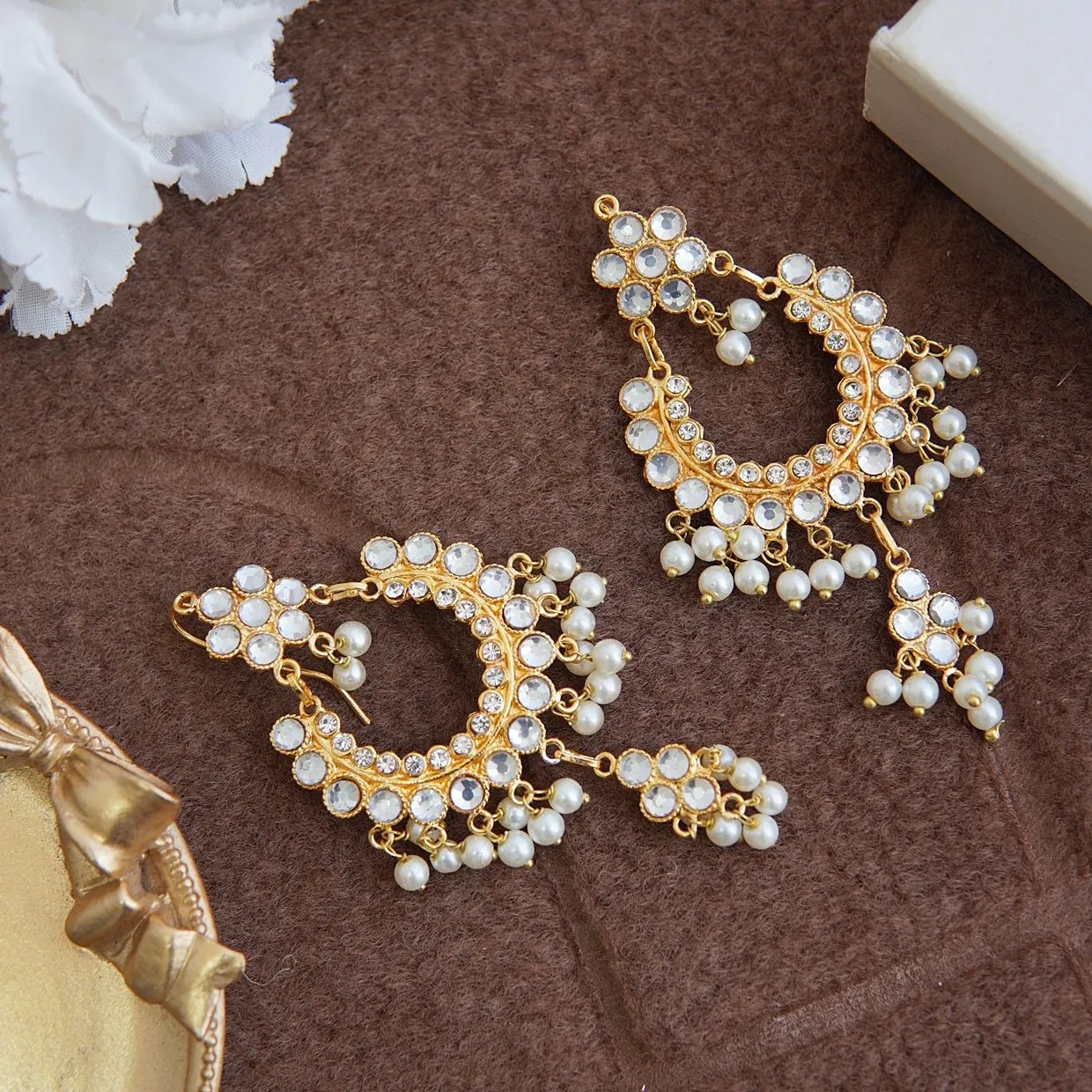 Sheesh Kundan Bali Earrings