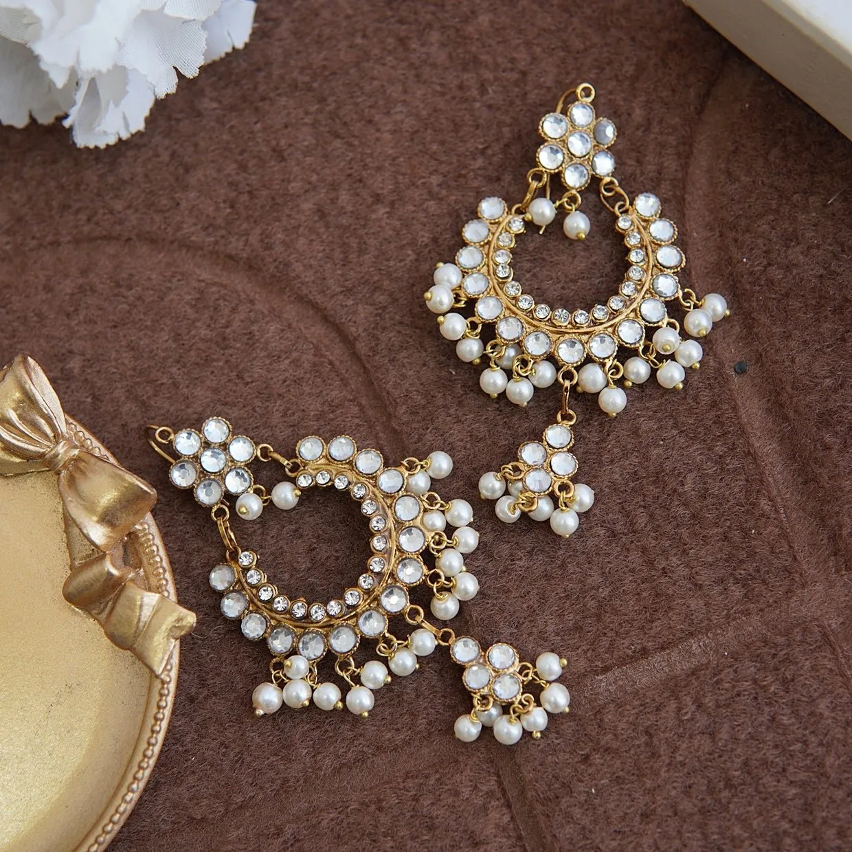 Sheesh Kundan Bali Earrings
