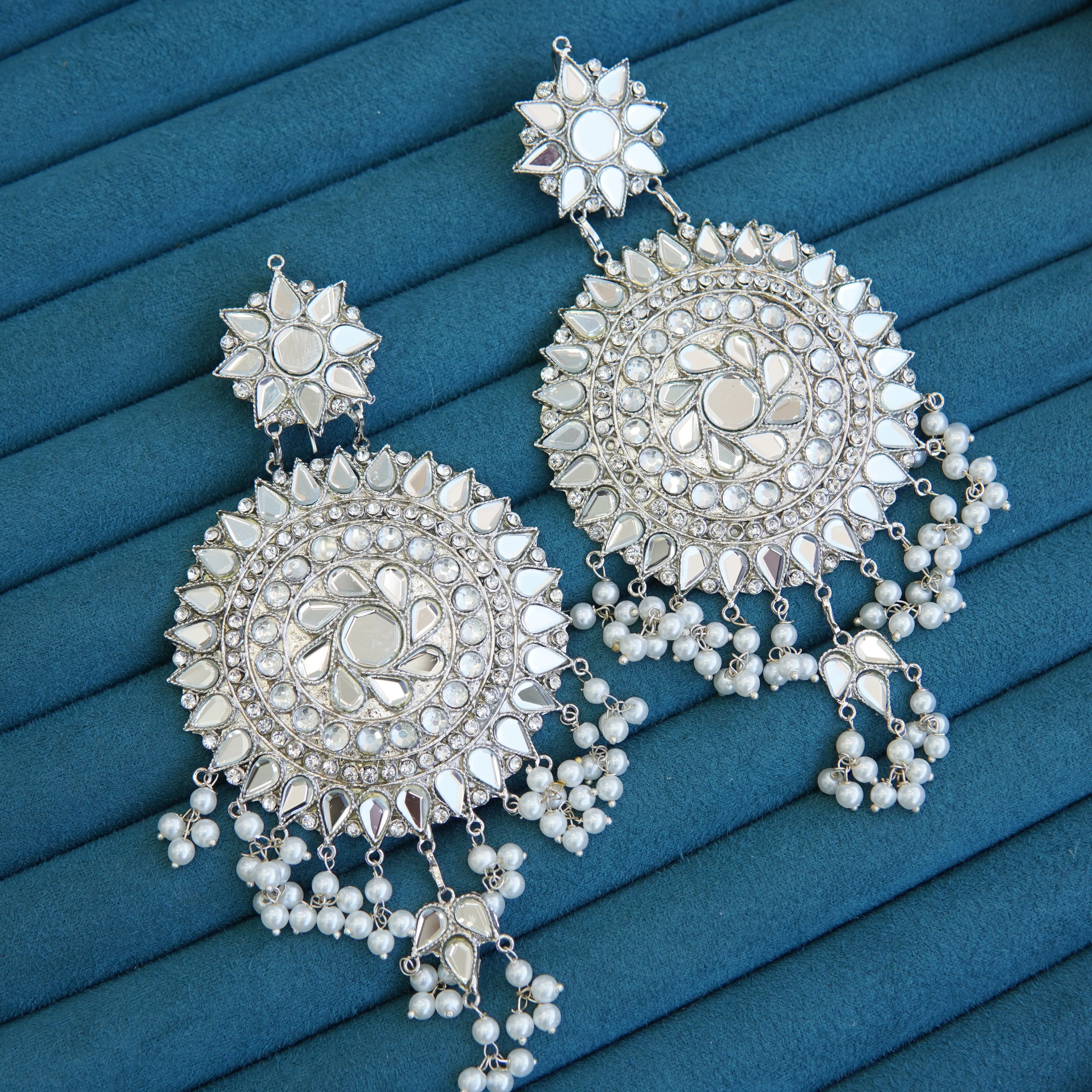 Sheesh Kundan Long Earrings