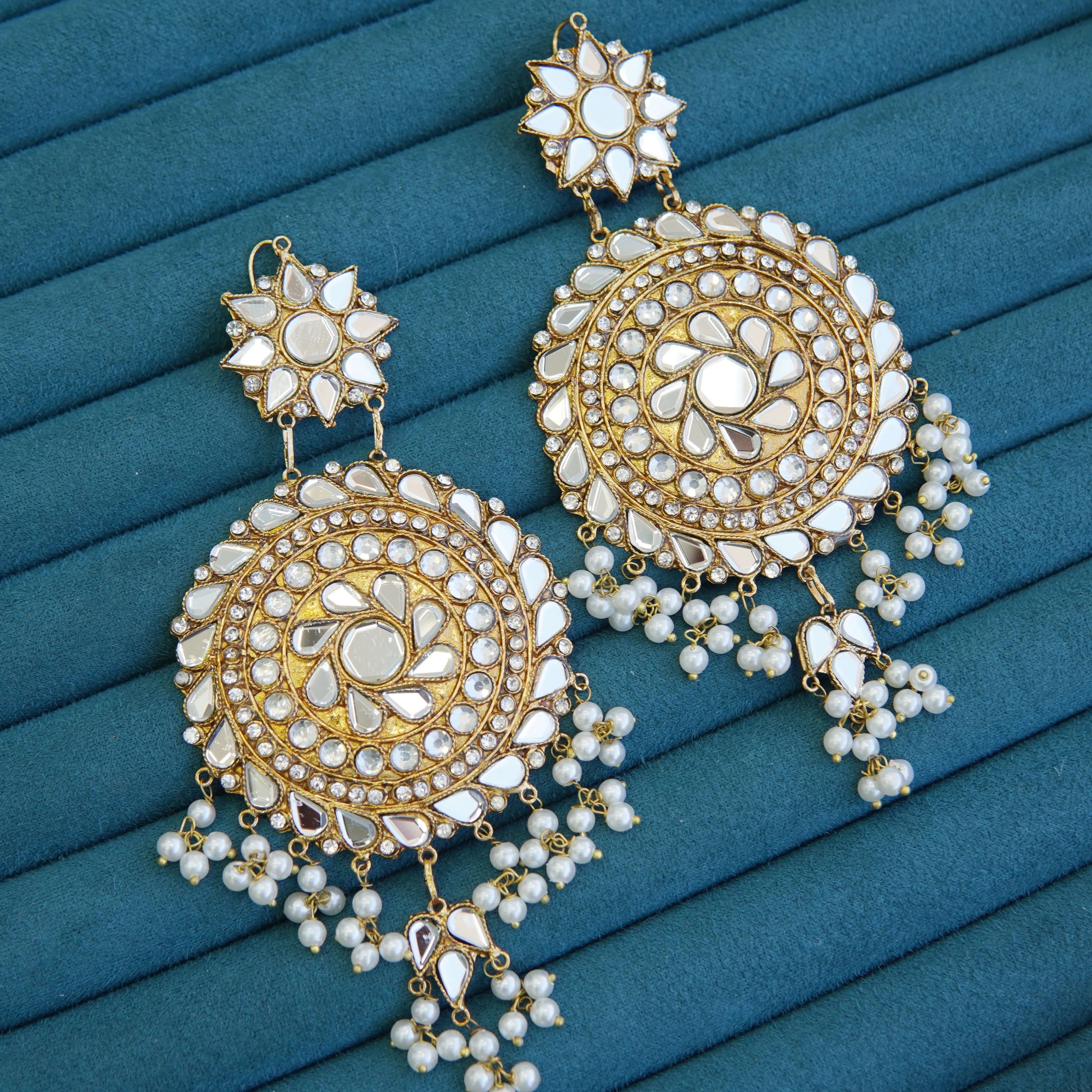Sheesh Kundan Long Earrings
