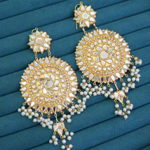 Sheesh Kundan Long Earrings