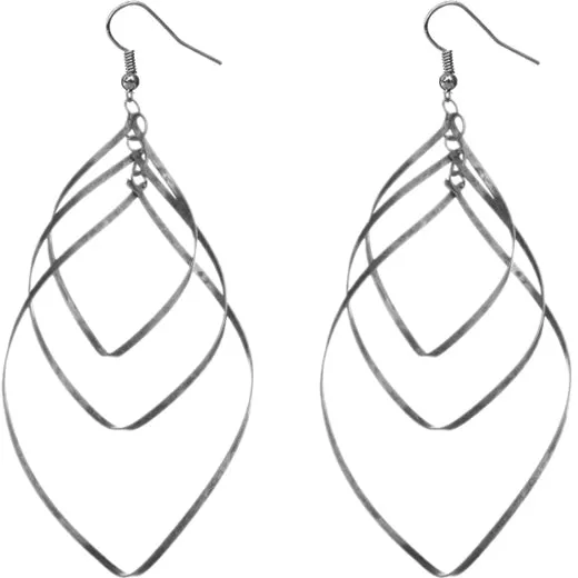 Silver Antique Three Tier Teardrop Earrings