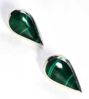 Silver Cloud banded malachite Southwestern sterling silver vintage stud earrings