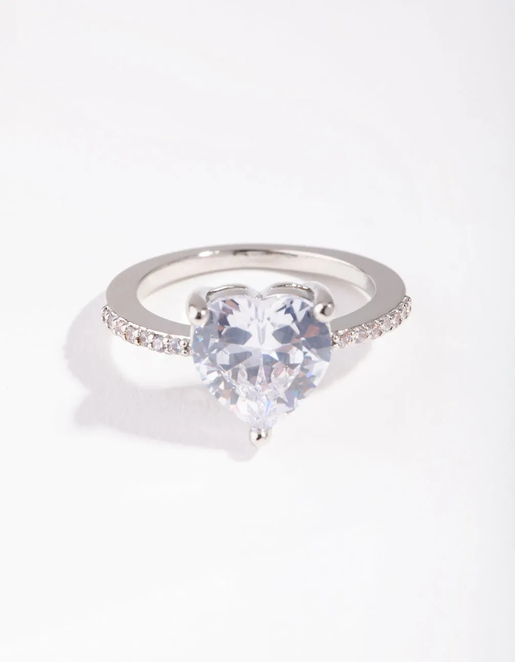 Silver Cubic Zirconia Heart Engagement Ring