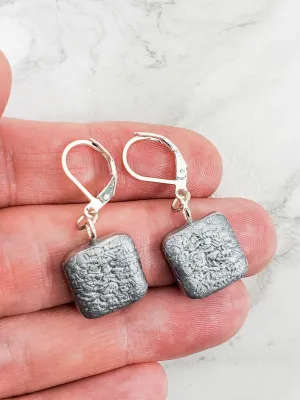 Simple Square Dangle Earring - Silver Chrome