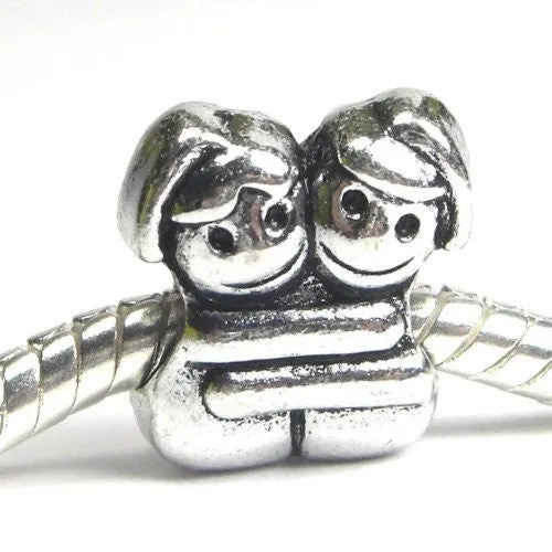 Sisters Hugging Charm European Bead Compatible for Most European Snake Chain Bracelet