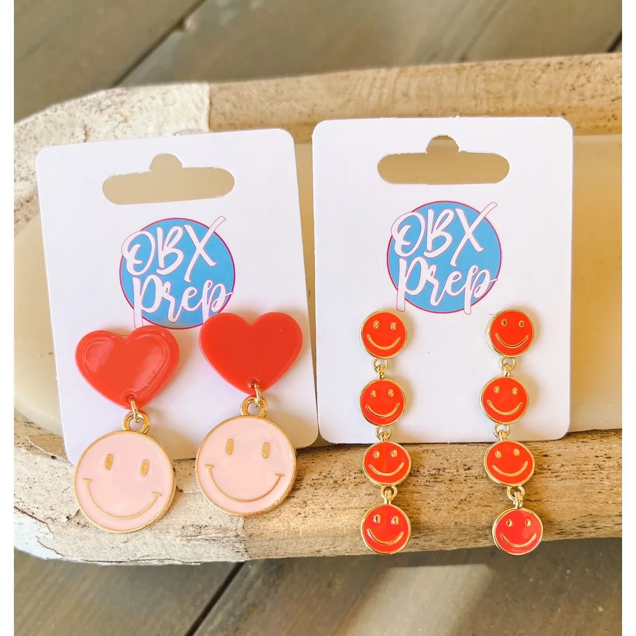 Smiley Face Enamel Hot Pink Dangle Earrings