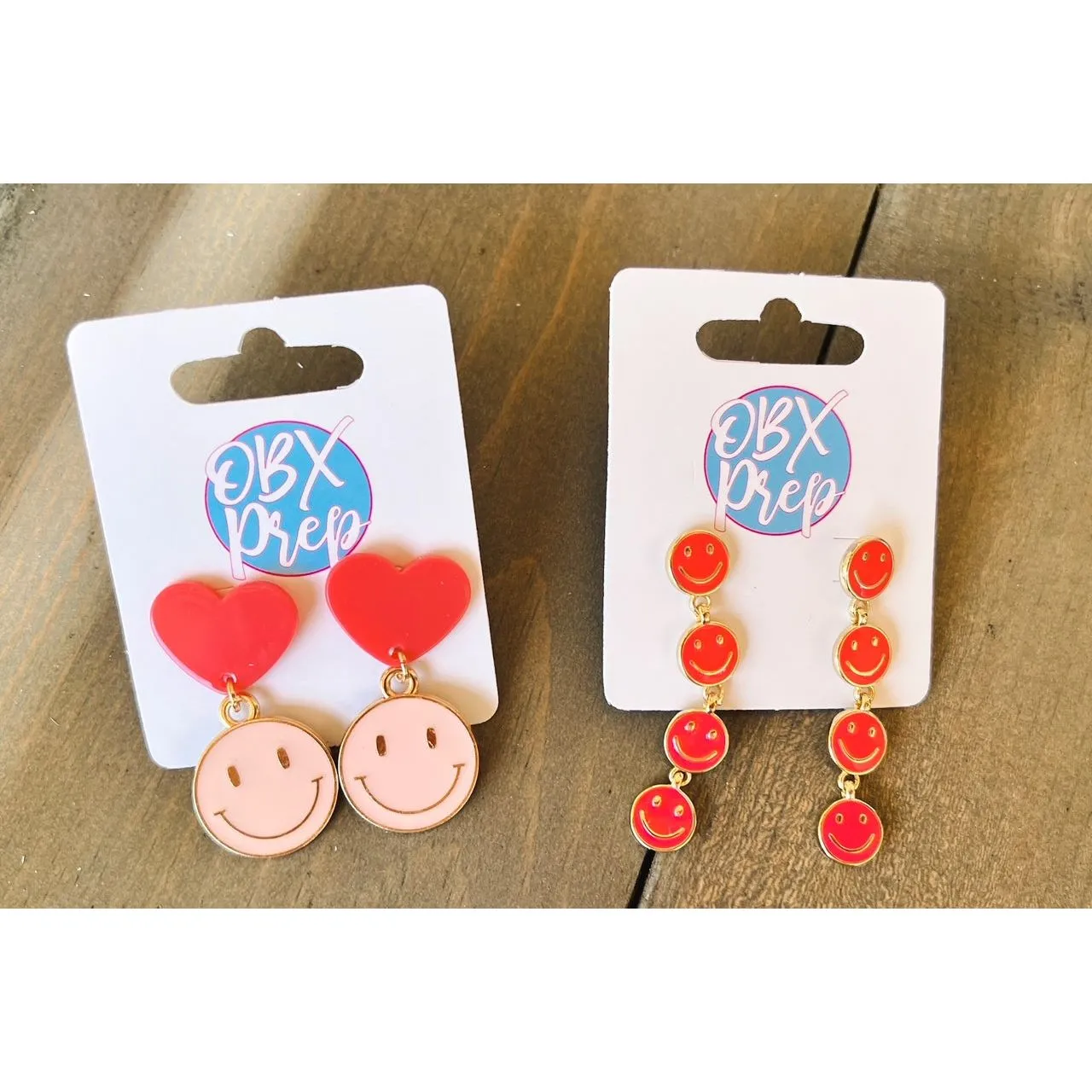 Smiley Face Enamel Hot Pink Dangle Earrings