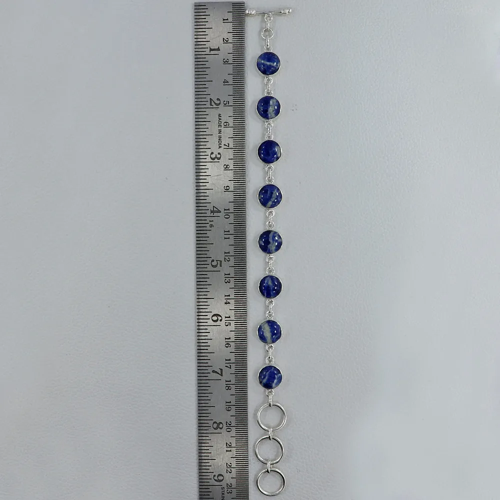 Sodalite Gemstone Sterling Silver Plain Bracelets Jewelry