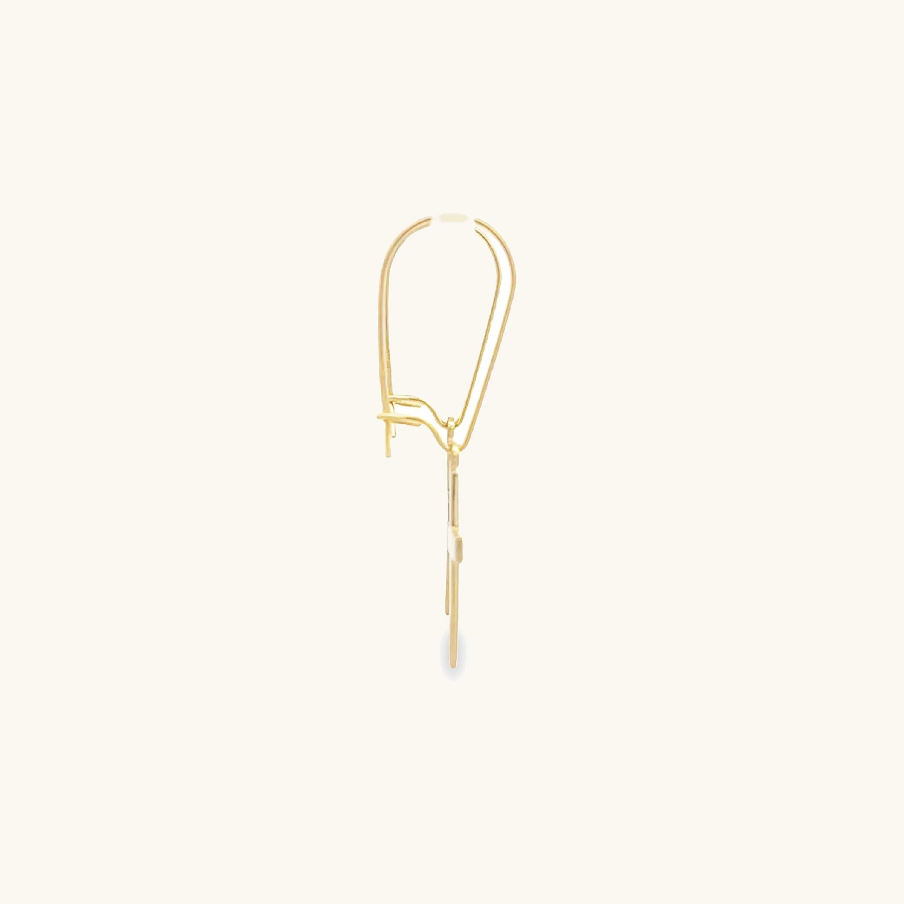 SOLID 14K YELLOW GOLD HEART DESIGN CROSS EARRINGS