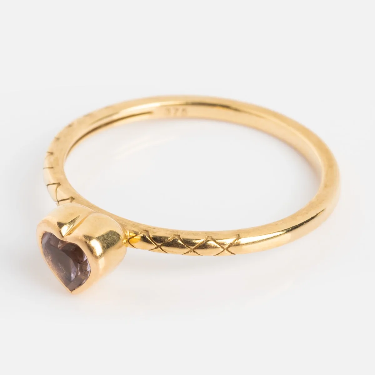 Solid Gold Pink Amethyst Heart Ring