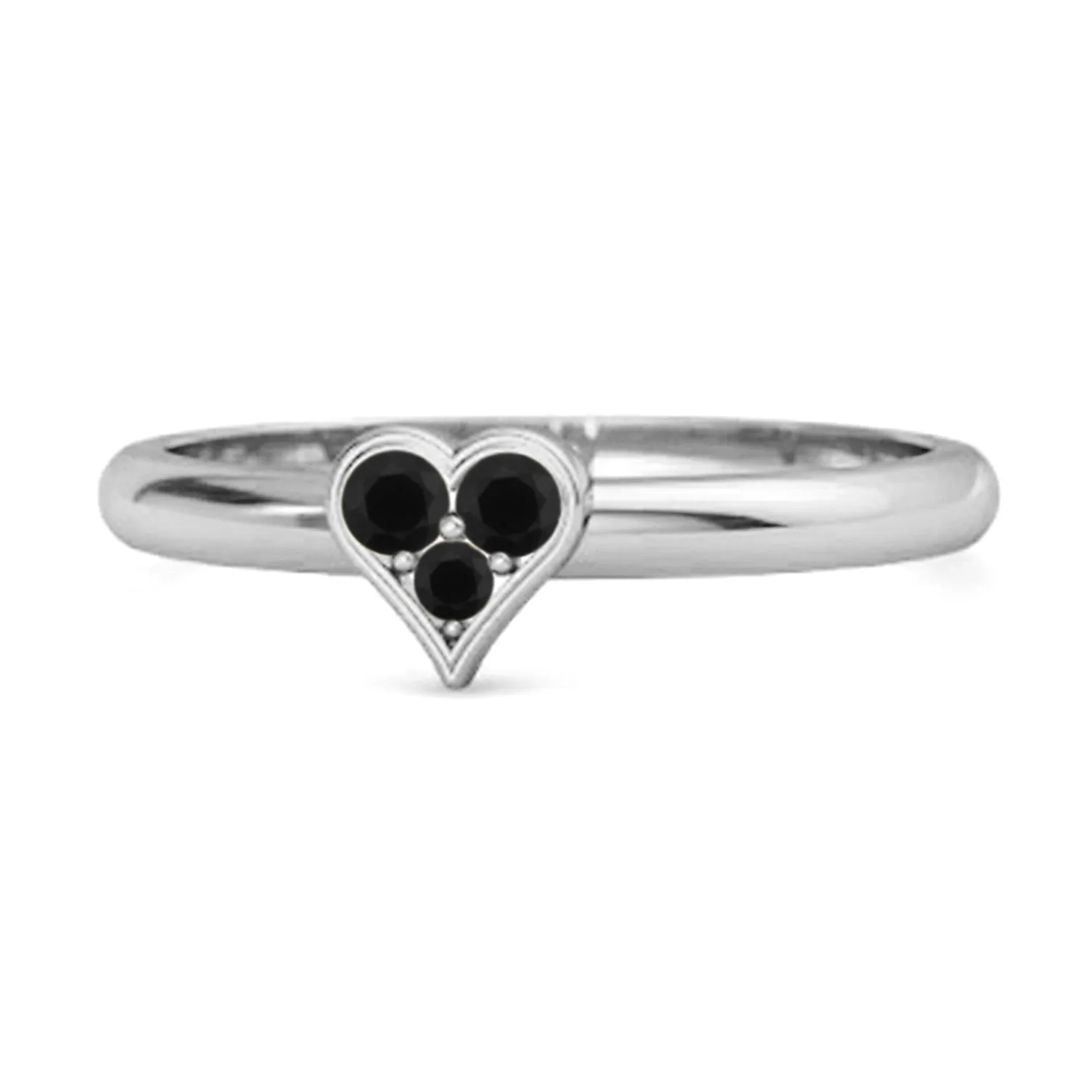 Sparkling Heart Shaped 0.60 Ct Black Spinel 925 Sterling Silver Ring